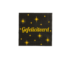 Servetten 16 Stuks Black/Gold Gefeliciteerd