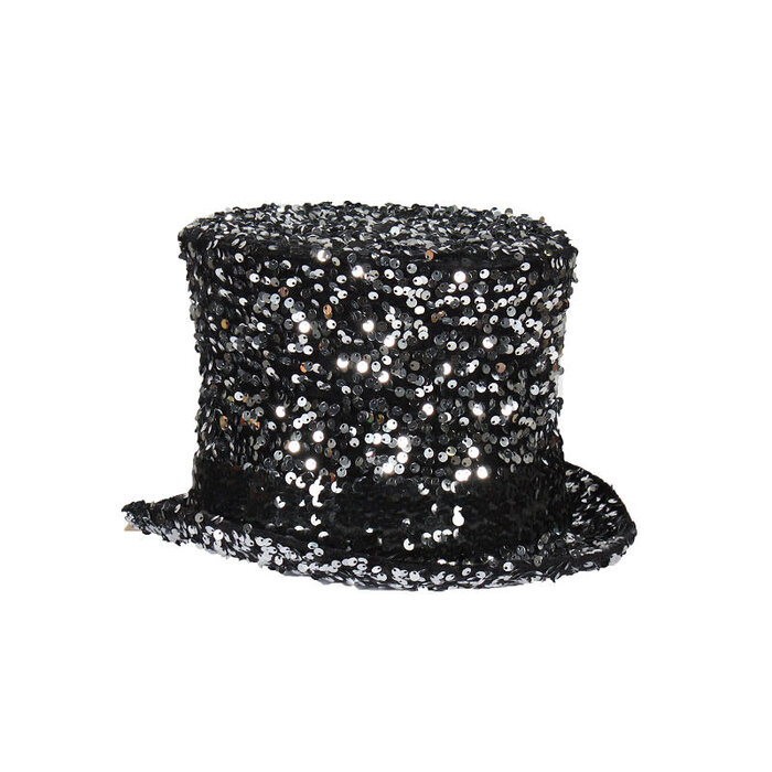 Luxe Hoed Paillet / Zilver & Zwart