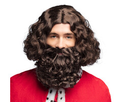 Pruik + Baard Koning / Bruin