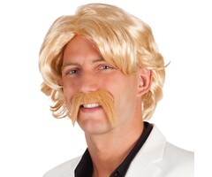 Pruik + Snor Chuck Blond