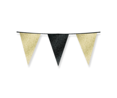 Vlaggenlijn Glitter 6m / Zwart & Goud