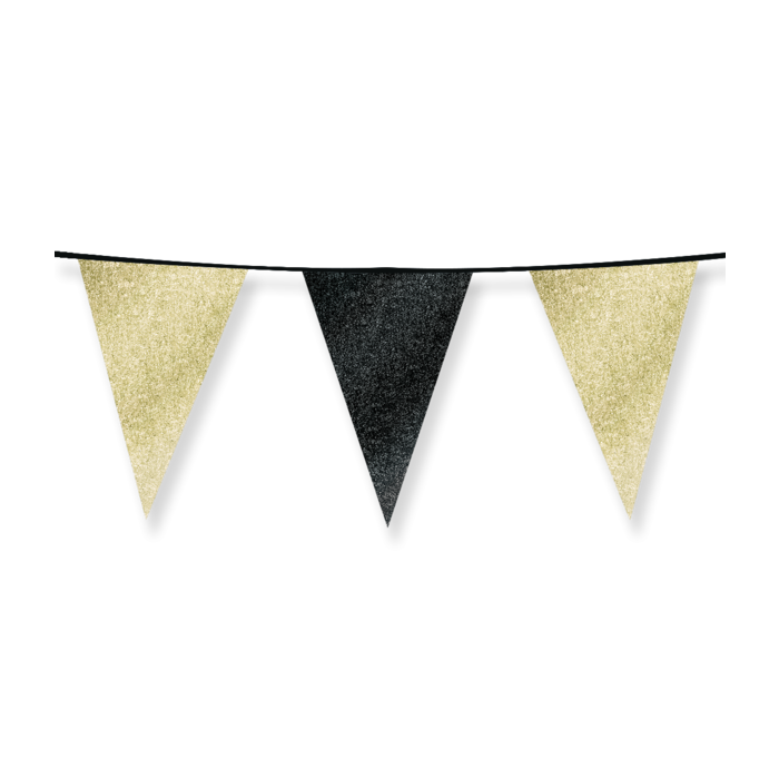 Vlaggenlijn Glitter 6m / Zwart & Goud