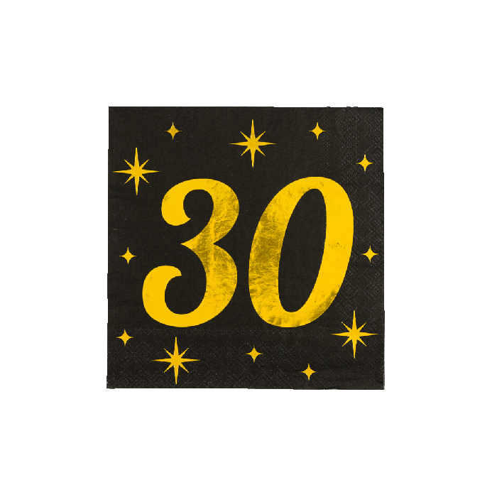 Servetten 16 Stuks Black/Gold 30