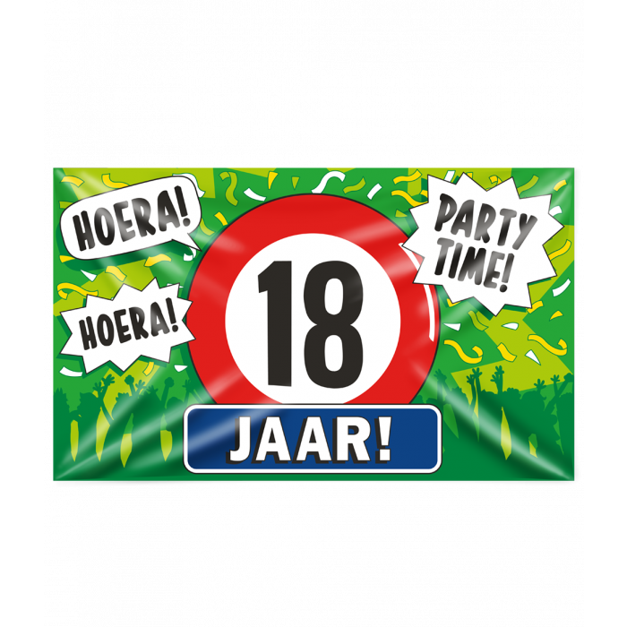 Gevelvlag XXL | 18 Jaar Hoera! | 150cmx90cm