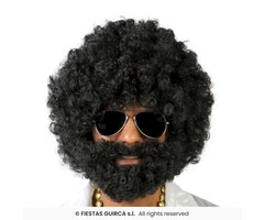 Afro Con Barba Pruik + Baard