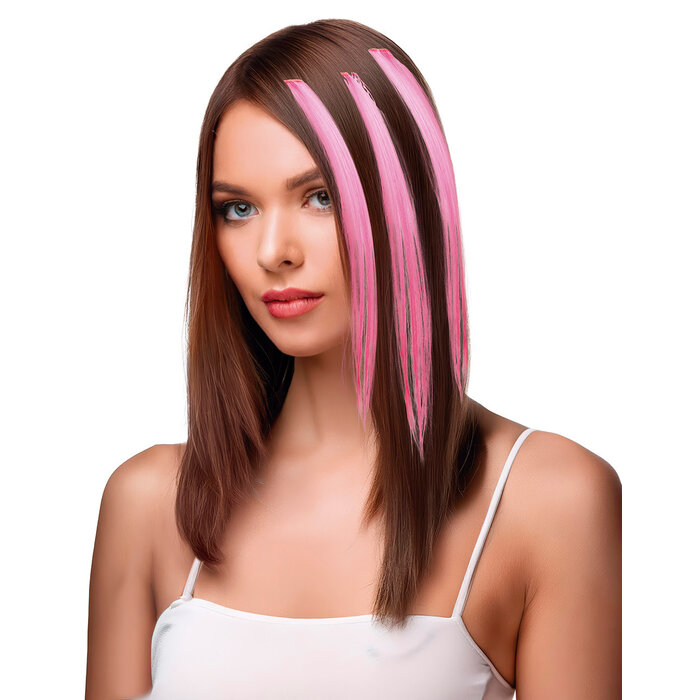 3 Stuks Haar Extension 50cm /Roze
