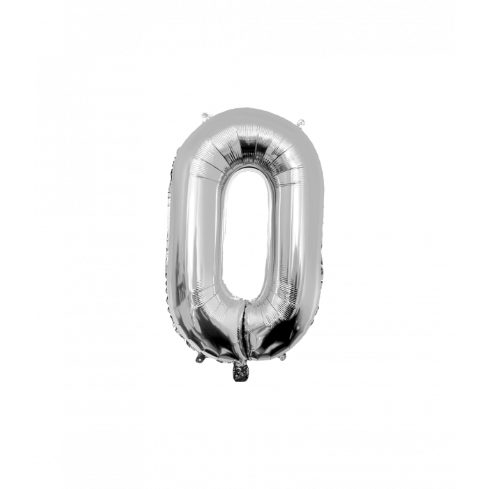 Folieballon Cijfer 86cm Zilver / 0