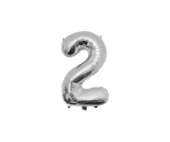 Folieballon Cijfer 86cm Zilver / 2