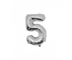 Folieballon Cijfer 86cm Zilver / 5
