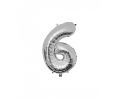 Folieballon Cijfer 86cm Zilver / 6