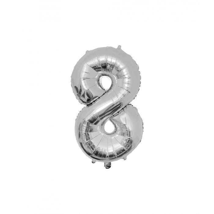 Folieballon Cijfer 86cm Zilver / 8