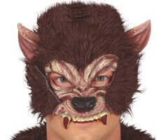 Halfmasker Weerwolf / Latex + haar