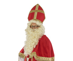Luxe Sinterklaas Baard & Pruik | Wit