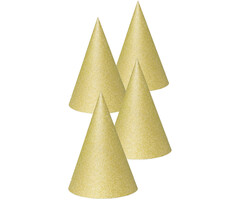 Feesthoedjes Goudkleurig 16cm / 4 Stuks