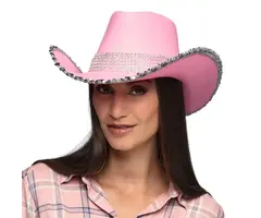 Cowboyhoed Roze met Pailletten Zilver