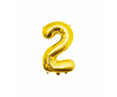 Folieballon Cijfer Goud / 86cm - Cijfer 2