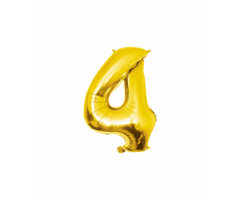 Folieballon Cijfer Goud / 86cm - Cijfer 4