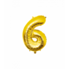 Folieballon Cijfer Goud / 86cm - Cijfer 6