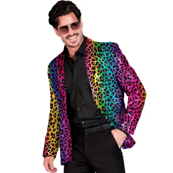 Party Fashion Jas /  Regenboog Leopard