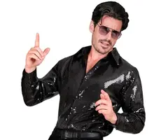 Party Shirt Sequin / Zwart