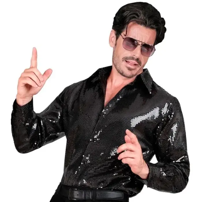 Party Shirt Sequin / Zwart