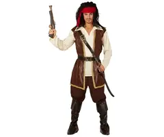 Sparrow Piraat / Herenkostuum + Schoencovers en Hoofdband