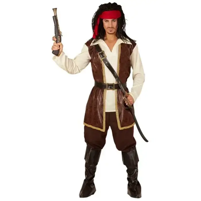 Sparrow Piraat / Herenkostuum + Schoencovers en Hoofdband
