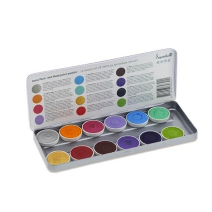 Aqua Face & Bodypaint Pallet / 12 Kleuren