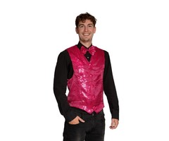 Shiny Gilet + Strik /  Fuchsia