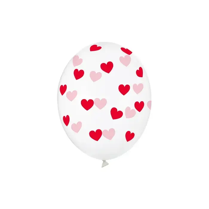 Ballonen Doorzichtig met hartjes 30cm /  6 Stuks