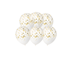 Bedrukte Ballonnen 30cm Confetti Goud / 6 Stuks