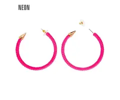 Ronde Oorbellen Stekers / Neon Roze