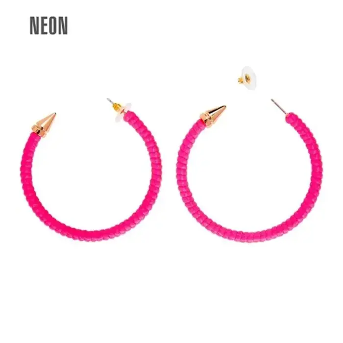 Ronde Oorbellen Stekers / Neon Roze