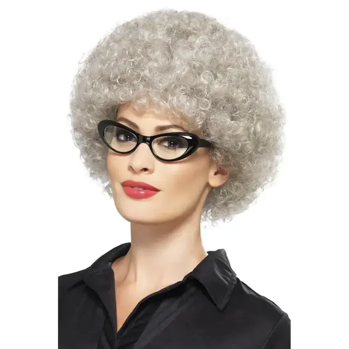 Pruik Oma Krullen / Grijs