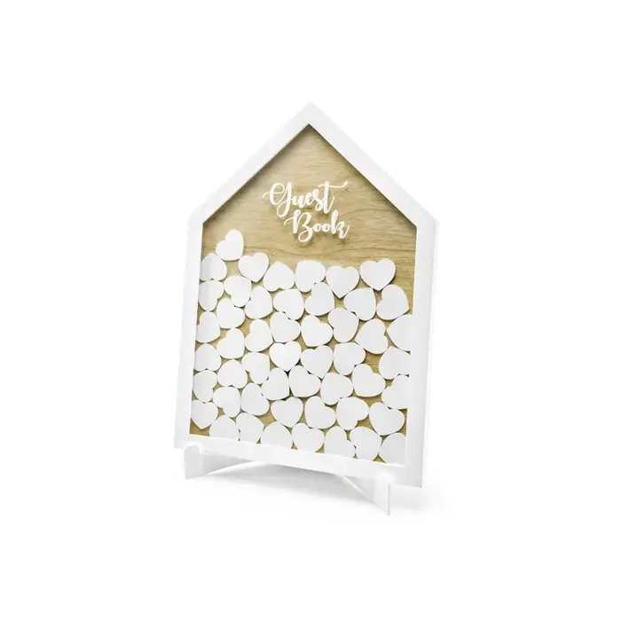 Houten Gastenboek 30.5cm x 43cm + 50 Hartjes