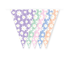 Plastiek Vlaggenlijn Pastel Madeliefjes / 10m