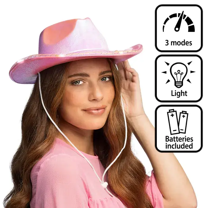 Led Cowboyhoed Pearl Roze