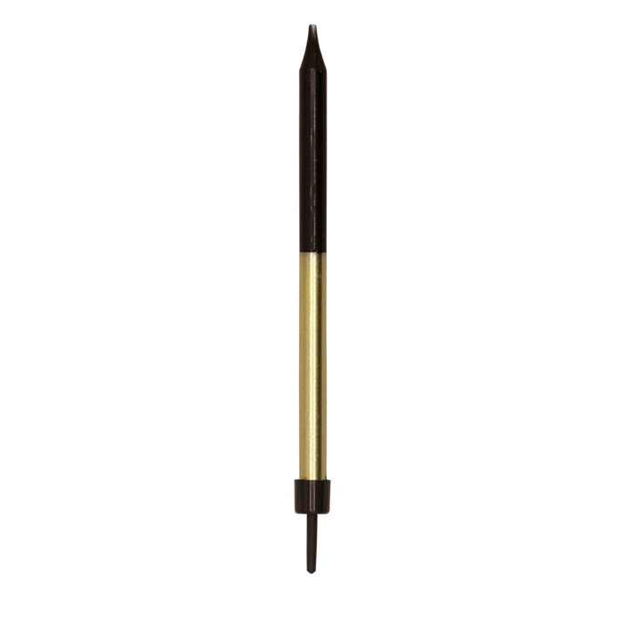 Kaarsjes Dip Dyed Zwart & Goud / 12 Stuks