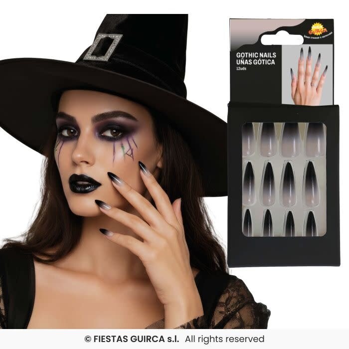 12 Stuks Kunstnagels / Grijs & Zwart