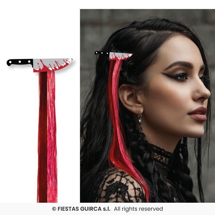 Haar Extension Rood / Speld Bebloed Mes
