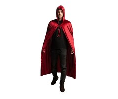Rode Cape Met Capuchon Fluweel Rood / One Size