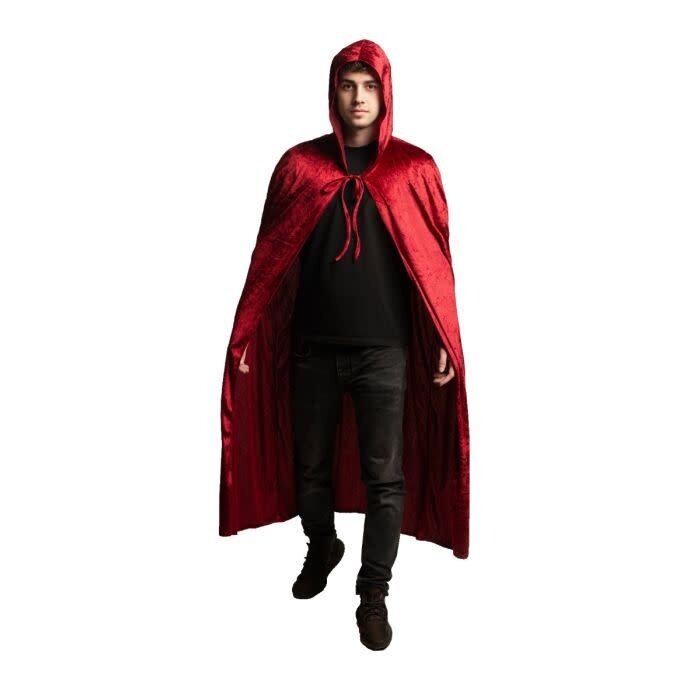 Rode Cape Met Capuchon Fluweel Rood / One Size