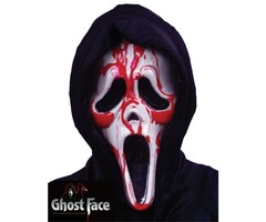 Bloedend Ghost Face Masker met Capuchon + Pomp en Nepbloed