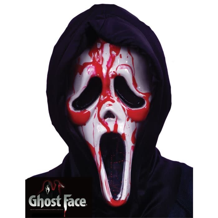 Bloedend Ghost Face Masker met Capuchon + Pomp en Nepbloed