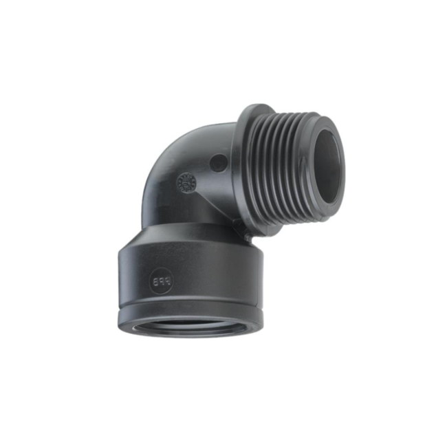 PP knie 90° PN6 | 1/2" t/m 2" | Binnendraad x buitendraad