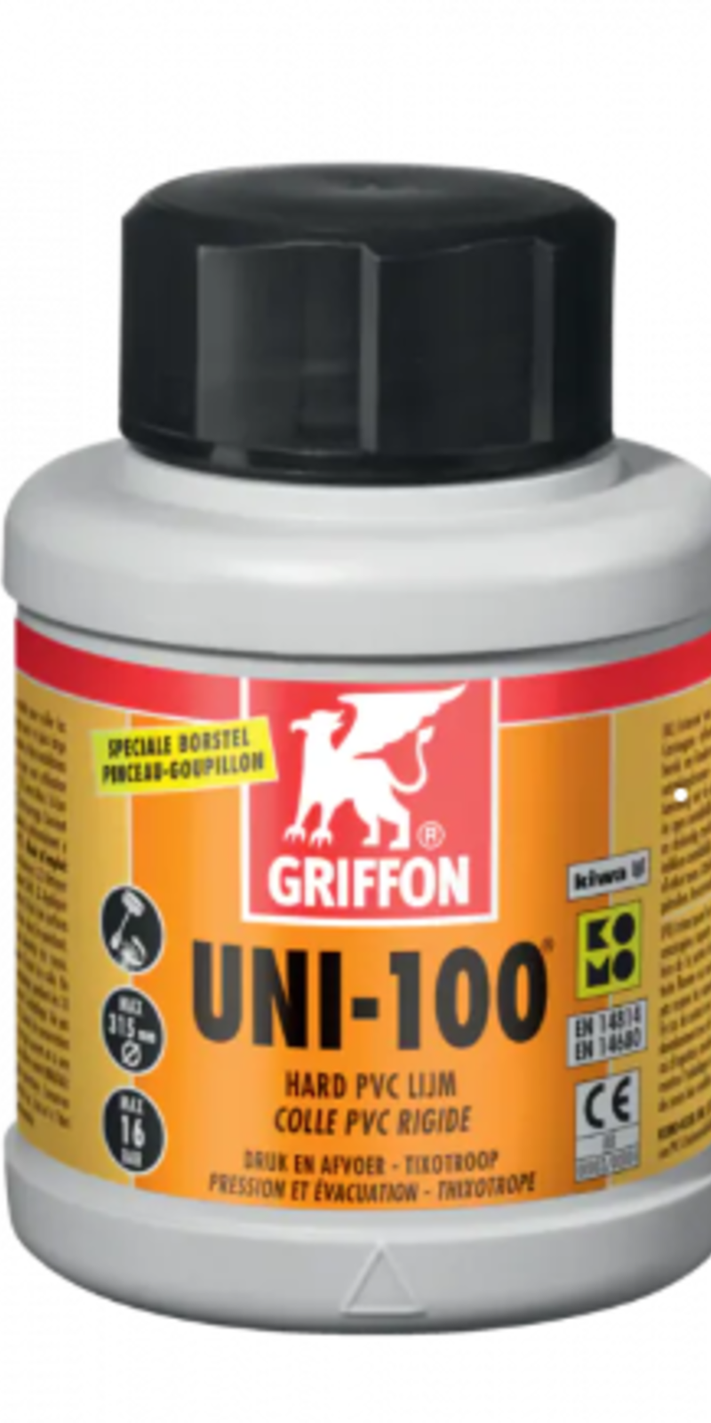 PVC Lijm 250 ml met Kwast | UNI-100 | Griffon