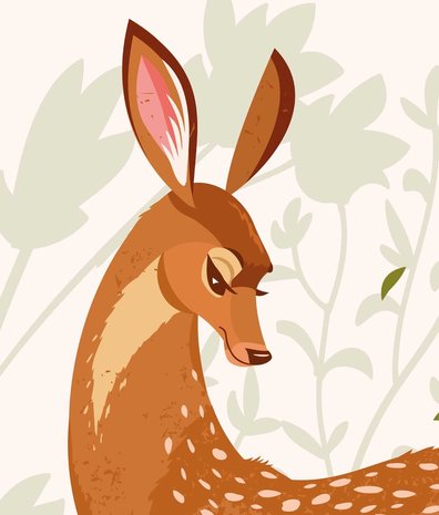 Kinderbehang Happy Meadow Bambis, afwasbaar