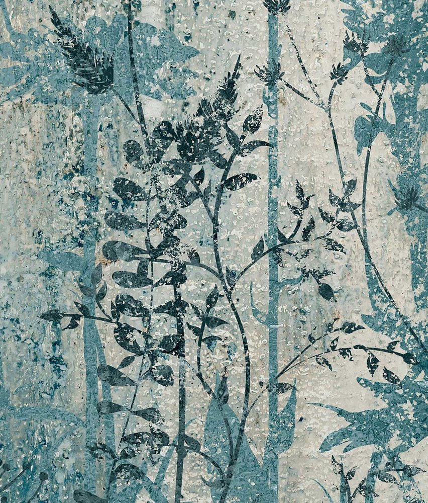 Blumentapete Concrete Flowers, grau, waschbar