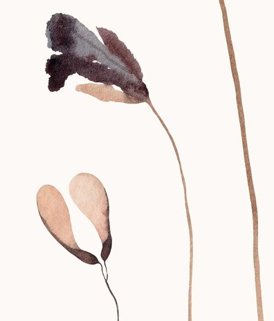 Bloemen behang Meadow Serenity, beige, afwasbaar Bloemen behang Meadow Serenity, beige, afwasbaar