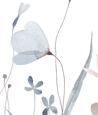 Blumentapete Aquarellblüte, weiß, waschbar Blumentapete Aquarellblüte, weiß, waschbar